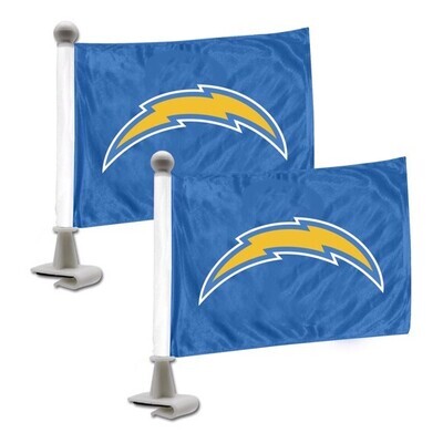 Set of Los Angeles Chargers NFL Ambassador Auto Flag or Hood & Trunk Gameday Flag Pair.