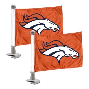 Set of Denver Broncos NFL Ambassador Auto Flag or Hood & Trunk Gameday Flag Pair.