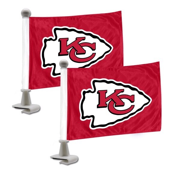 Set of Kasas City Chiefs NFL Ambassador Auto Flag or Hood & Trunk Gameday Flag Pair.