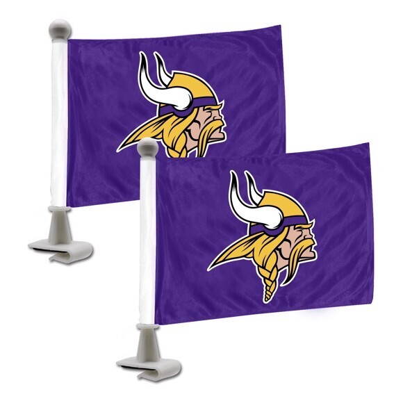 Set of Minnesota Vikings NFL Ambassador Auto Flag or Hood & Trunk Gameday Flag Pair.