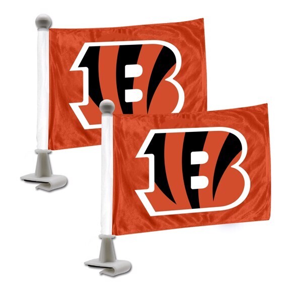 Set of 2 pcs Cincinnati Bengals NFL Ambassador Auto Flag or Hood & Trunk Gameday Flag Pair.