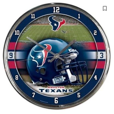 Chrome Round Wall Clocks - NFL Houston Texans