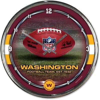 Chrome Round Wall Clocks - NFL Washington Footballs