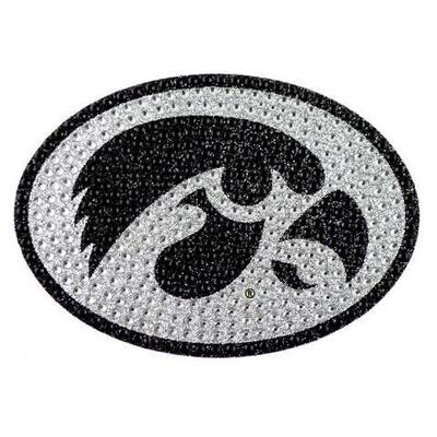 Bling Emblem Adhesive Decal with Silver Rhinestone - NCAA Iowa Hawkeyes