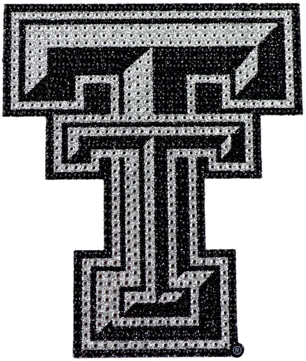 Bling Emblem Adhesive Decal with Silver Rhinestone  - NCAA Texas Tech University