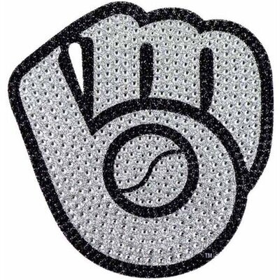 Bling Emblem Adhesive Decal with Silver Rhinestone - NLB Milwaukee Brewers