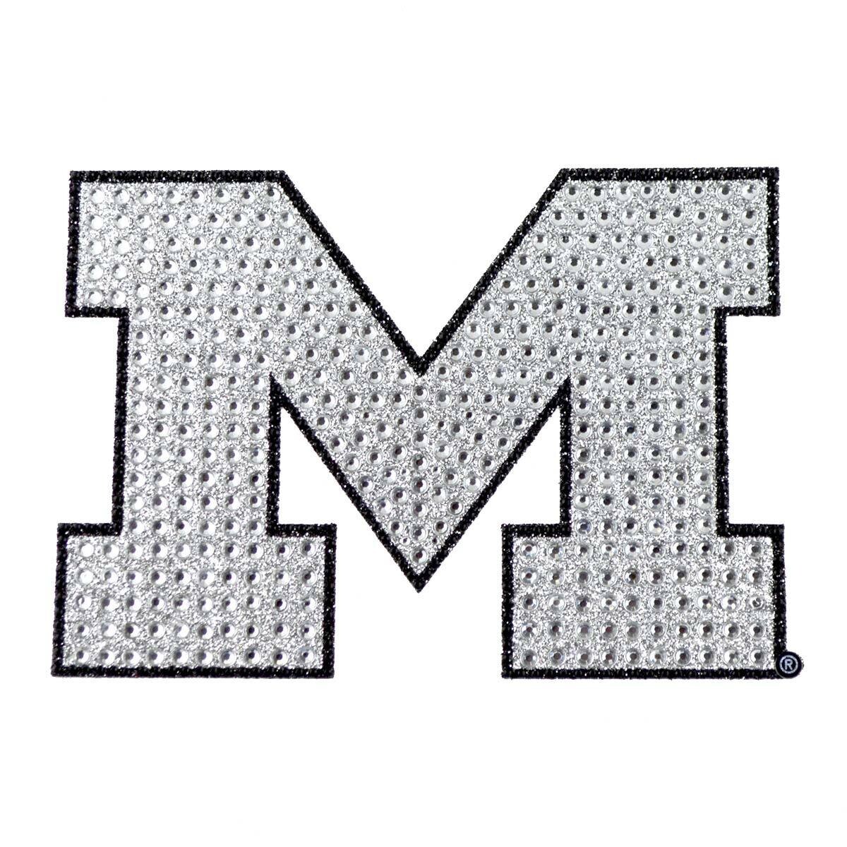 Bling Emblem Adhesive Decal with Silver Rhinestone - NCAA Michigan Wolverines