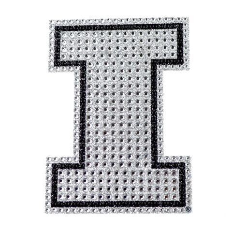 Bling Emblem Adhesive Decal with Silver Rhinestone - NCAA Illinois