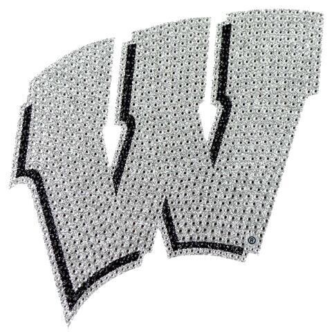 Bling Emblem Adhesive Decal with Silver Rhinestone - NCAA Wisconsin