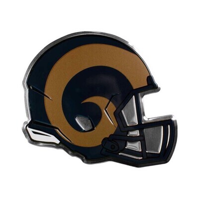 NFL - Los Angeles Rams Embossed Helmet Emblem 3.25” x 3.25 - "Ram Horn Helmet" Logo - Gold