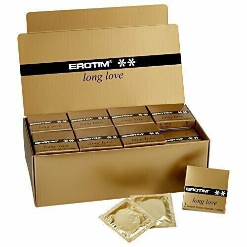 Wholesale - Lot of 30 box of 144 pcs ea box Total 1 case of 144 x 30 = 4320 pc Erotim Long Love Condoms (Gold box)