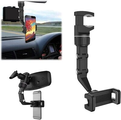 Car / Auto Rearview Mirror Mobile Phone Holder, Universal 360 Rotating and GPS Holder Rearview Mirror Clip.