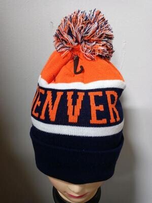 Pom Pom Beanie Heavy Weight Snow Winter Ski Hats Knitted Denver Broncos Team Color