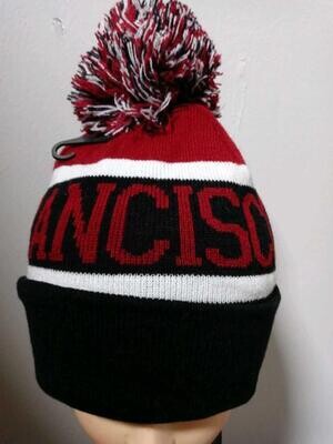 Pom Pom Beanie Heavy Weight Snow Winter Ski Hats Knitted San Francisco 49ers Team Color