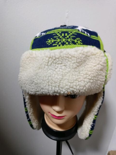 Trapper Hat Knit Beanie Fleece Ear Wammer Football Seattle Seahawks Team Color