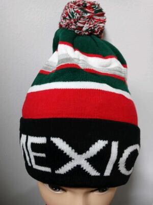 Pom Pom Beanie Heavy Weight Snow Winter Ski Hats Mexico Country Color