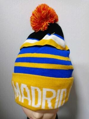 Pom Pom Beanie Heavy Weight Snow Winter Ski Hats Knitted Real Madrid Soccer Team Color