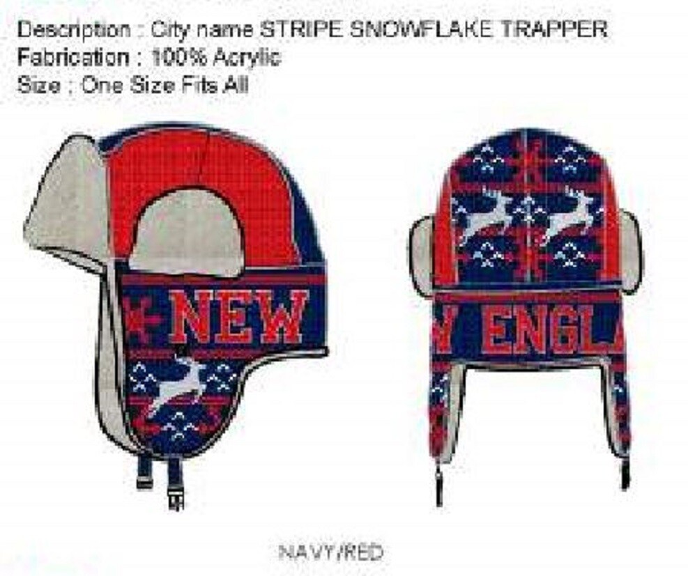 Trapper Hat Knit Beanie Fleece Ear Wammer Football England Patriots Team Color