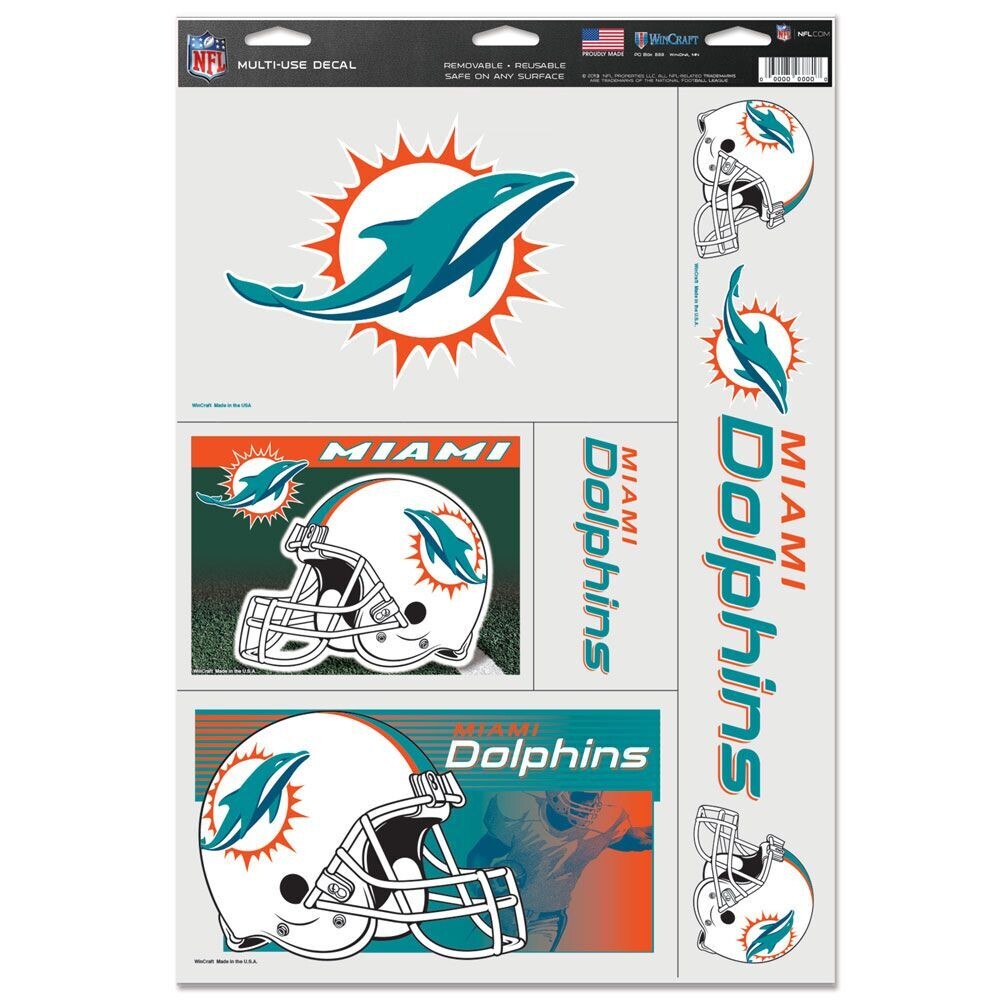 NFL Miami Dolphins Multi Use Decal 11" x 17"