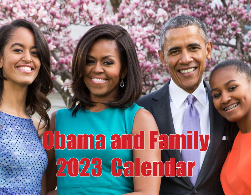 __2023 Obama & Family Flip Commemorative Personalized Wall Calendar. 3 in 1.