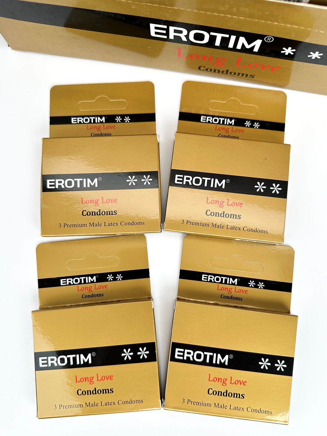 Wholesale - Long Love® Erotim® Condom Gold Packing - Lot of 1 display case (containing 144 condoms) - Total 144 condoms