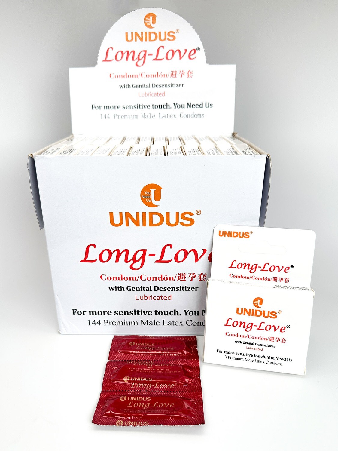 Wholesale - Long Love® Unidus® Condom White Packing - Lot of 30 display cases (each containing 144 condoms) - Total 4,320 condoms