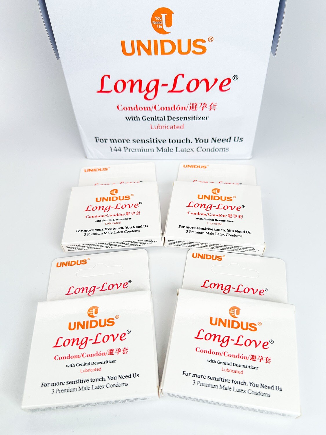 Wholesale - Long Love® Unidus® Condom White Packing - Lot of 30 display cases (each containing 144 condoms) - Total 4,320 condoms