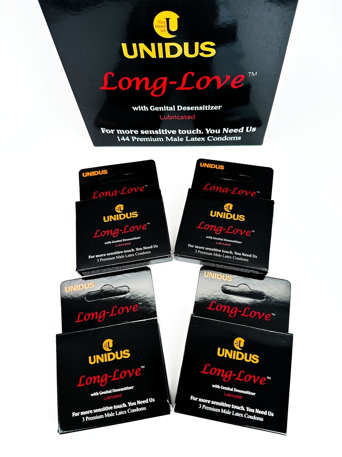 Wholesale - Long Love® Unidus® Condom Black Packing - Lot of 30 display cases (each containing 144 condoms) - Total 4,320 condoms