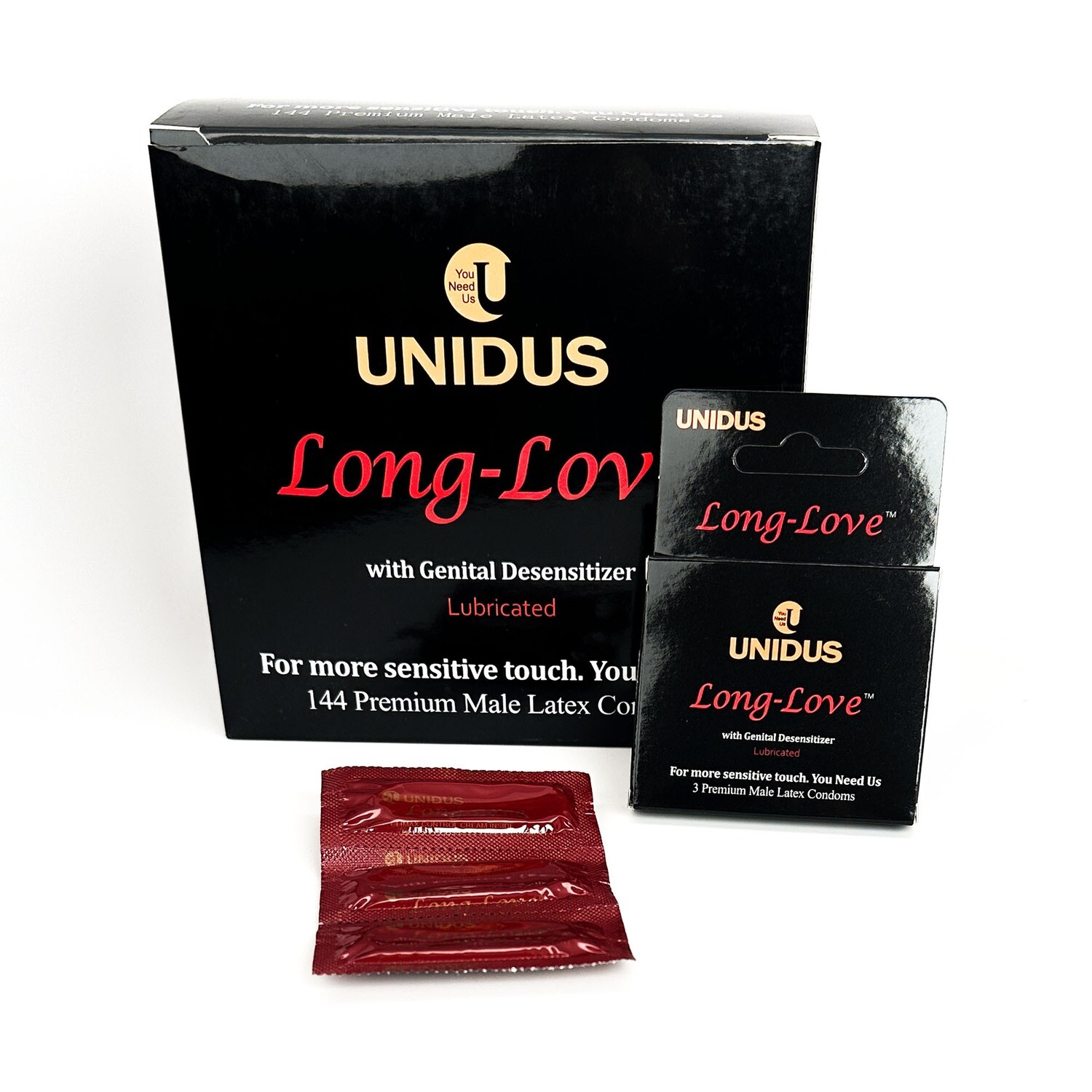Long Love® Unidus® Condom Black Packing - 1 Pack of 3 Condoms