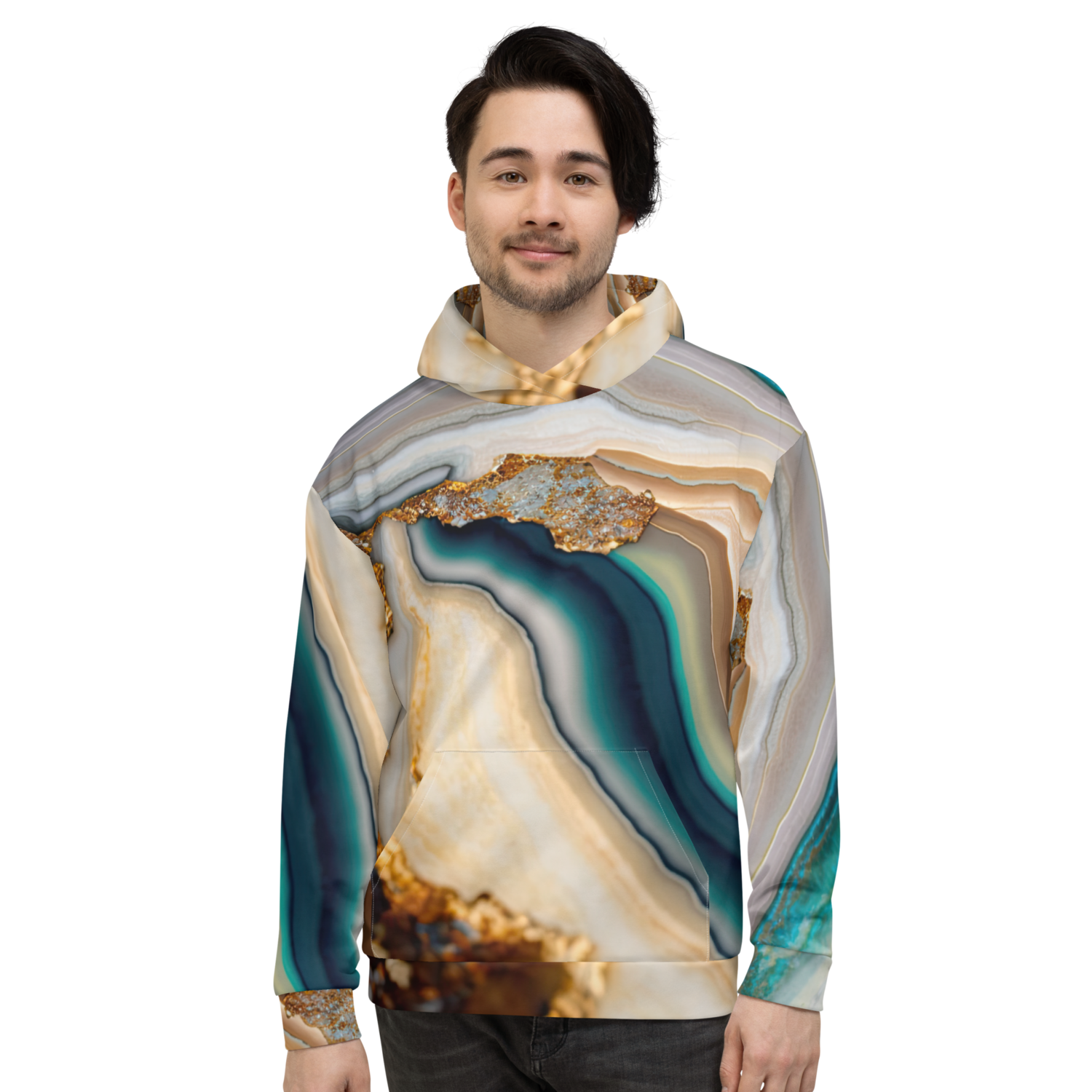 Teal Marble - Hoodie, Size: XS