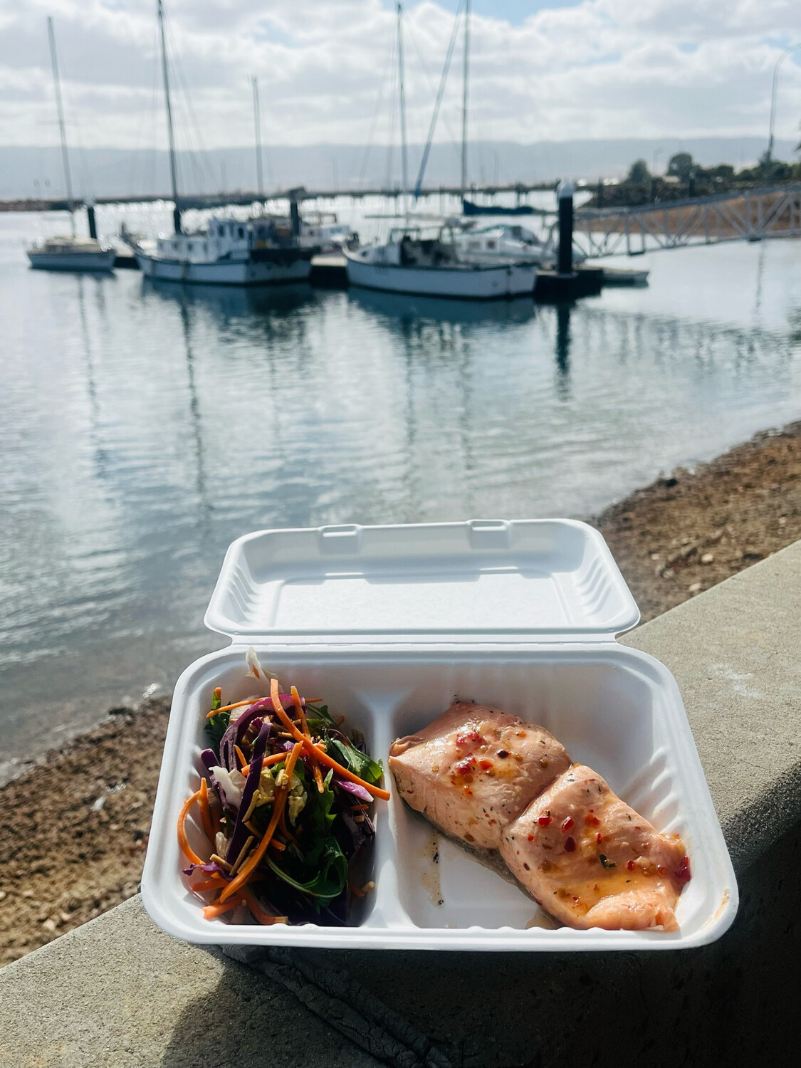 Atlantic Salmon Marinated &amp; Poached With Asian Slaw