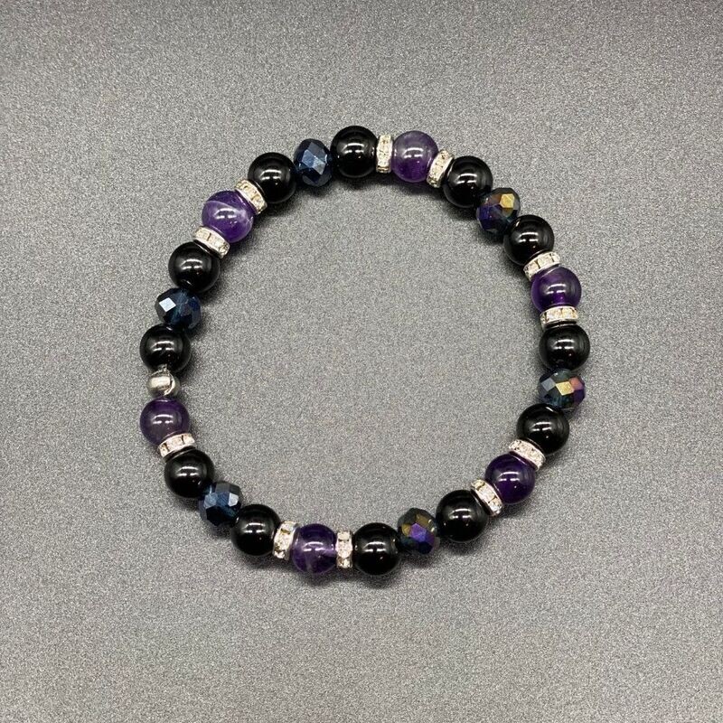 Amethyst &amp; Black Onyx Bracelet