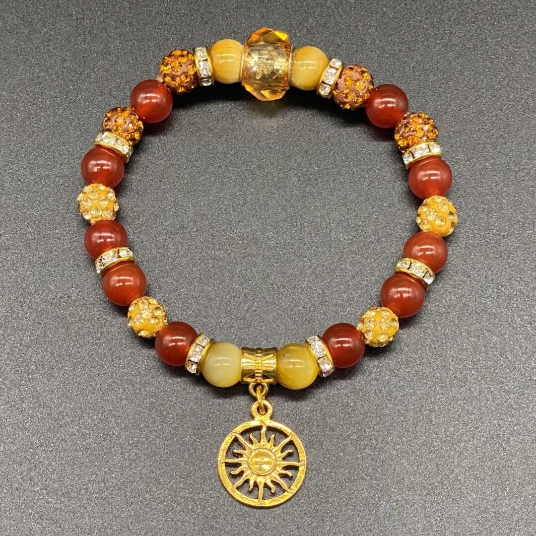 Sun Charm Carnelian and Sunstone