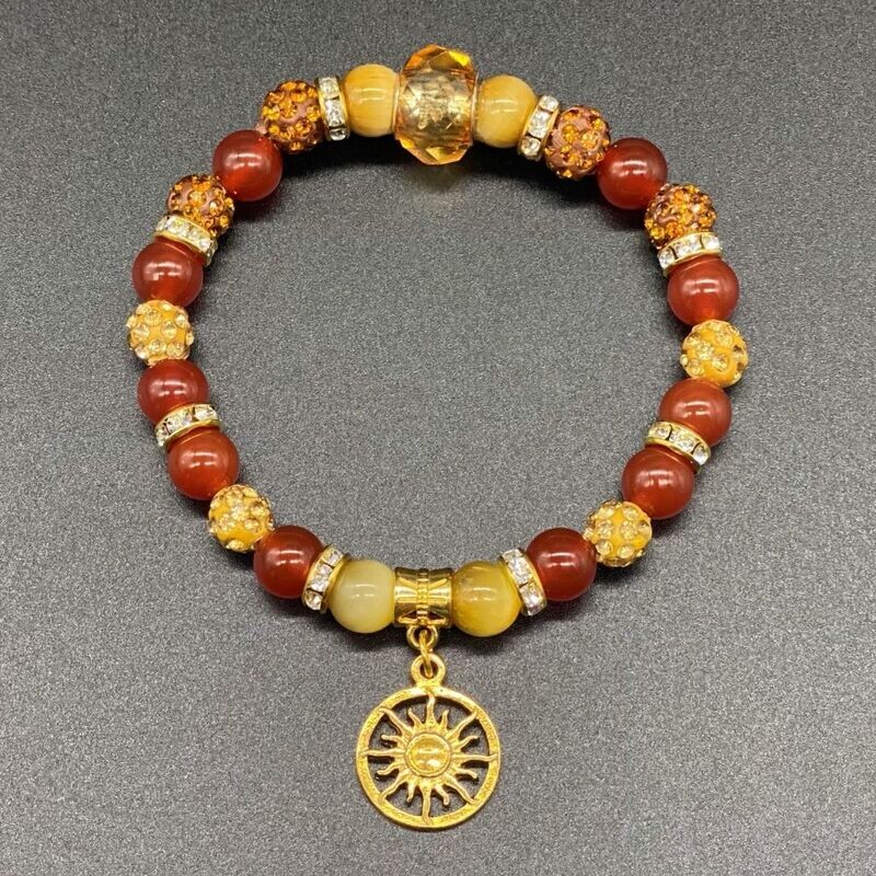Sun Charm Carnelian and Sunstone