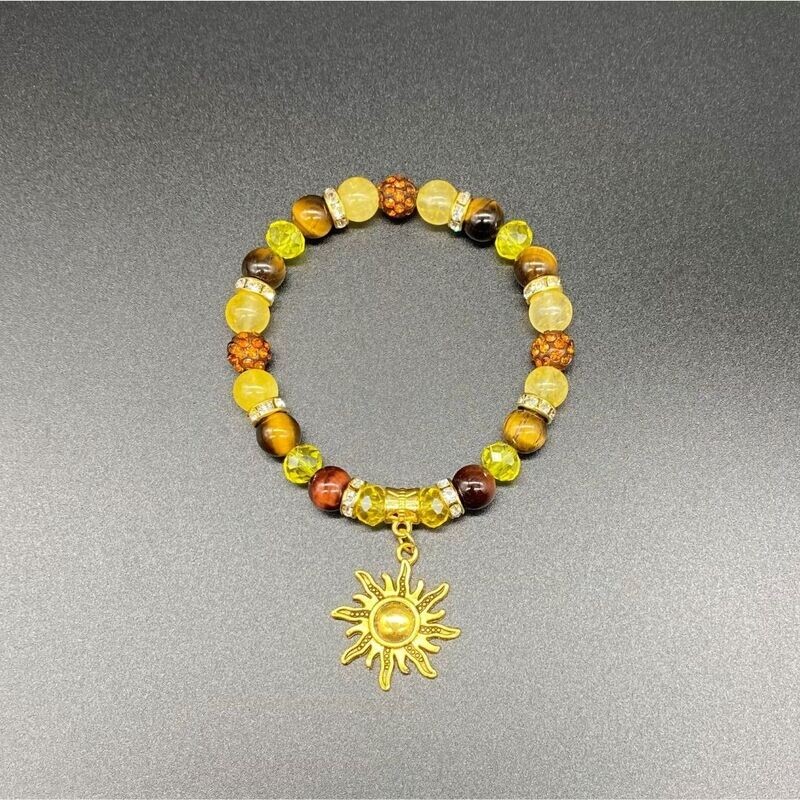 Sun Charm Tiger&#39;s Eye and Citrine