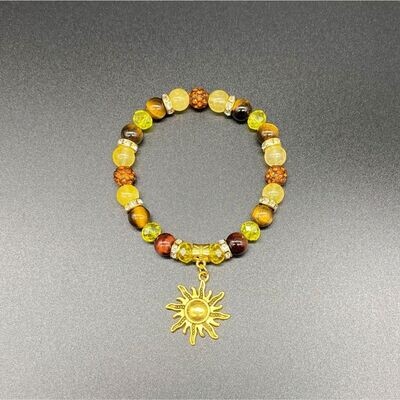 Sun Charm Tiger's Eye and Citrine