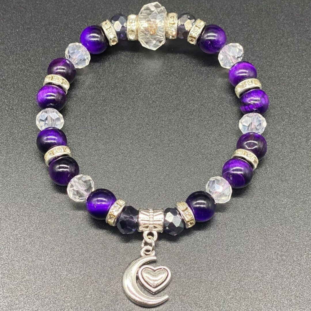 Purple Tiger&#39;s Eye Pick Your Charm Bracelet