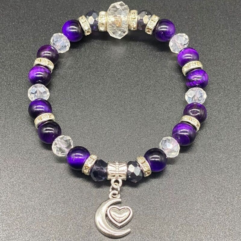Purple Tiger&#39;s Eye Pick Your Charm Bracelet