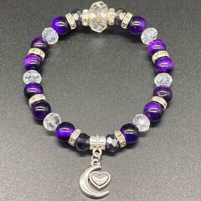 Purple Tiger&#39;s Eye Pick Your Charm Bracelet