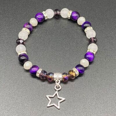 Star Charm; Purple Tiger&#39;s Eye &amp; White Jade