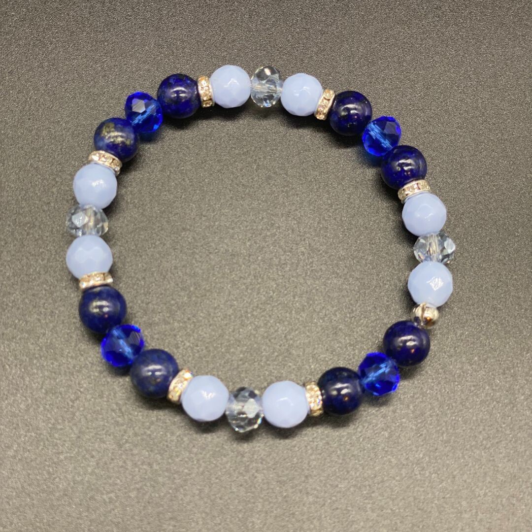 Lapis and Vintage Blue Porcelain Bracelet