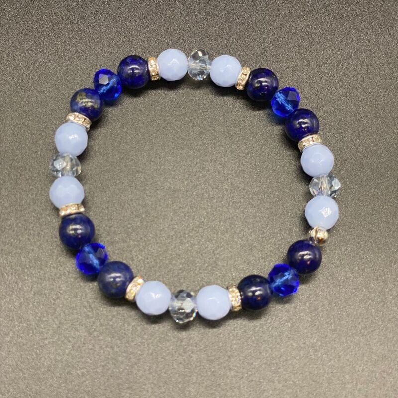 Lapis and Vintage Blue Porcelain Bracelet