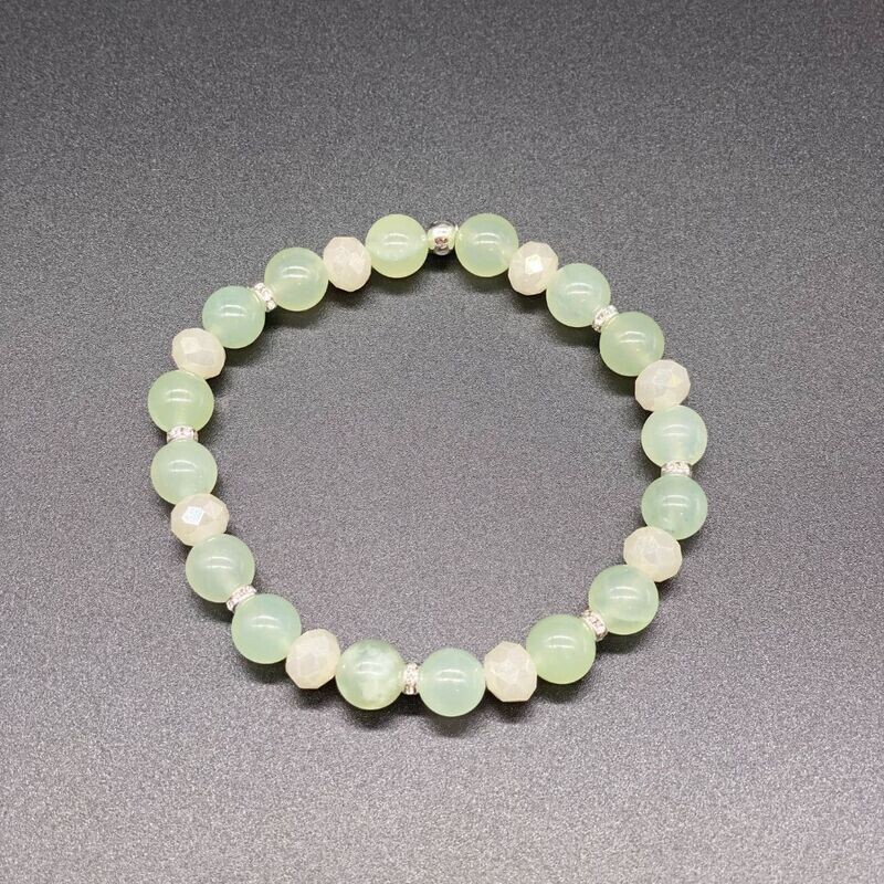 New Jade(Serpentine) w/Silver Bracelet