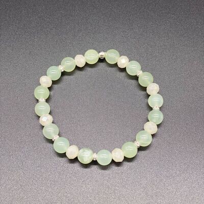 New Jade(Serpentine) w/Silver Bracelet