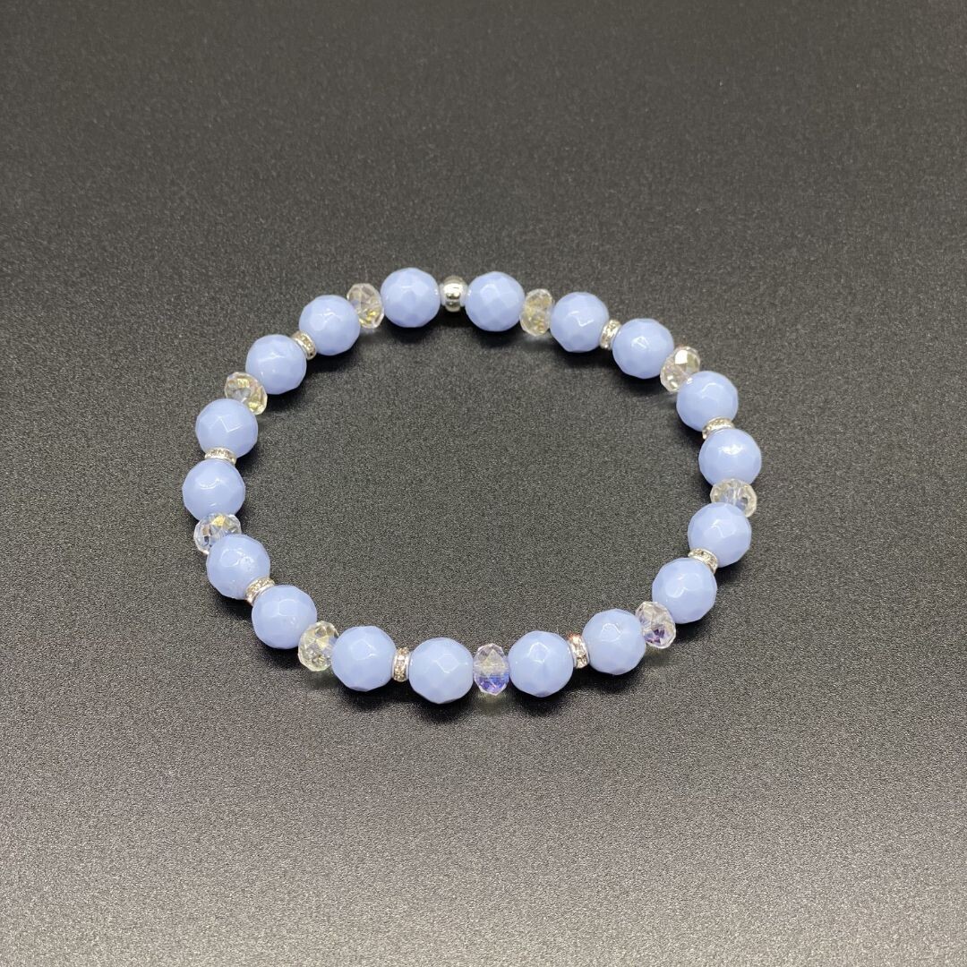 Vintage Blue Porcelain and Crystal Bracelet