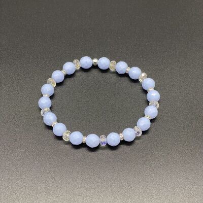 Vintage Blue Porcelain and Crystal Bracelet