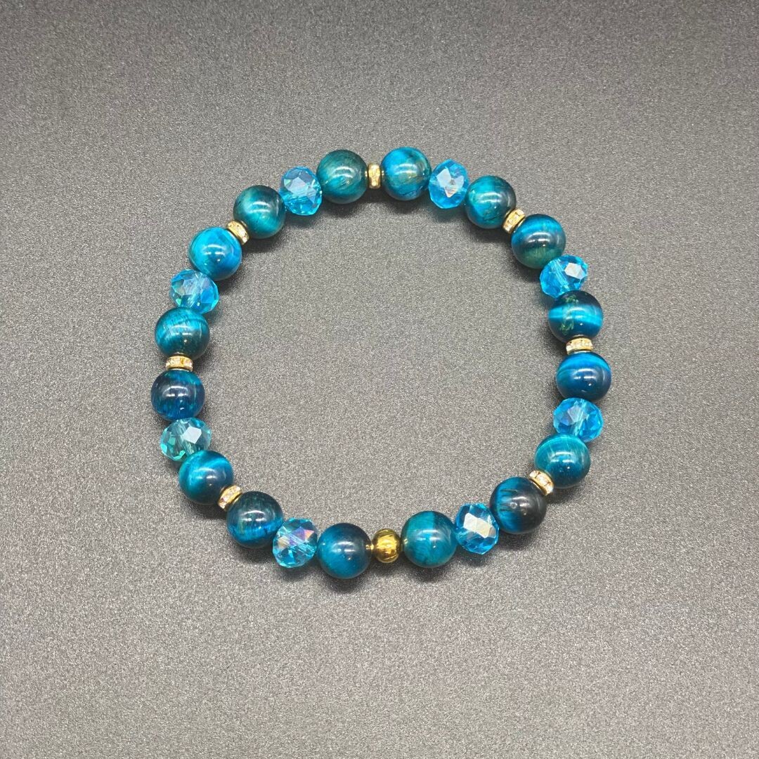 Teal Tiger's Eye w/ Gold Bracelet