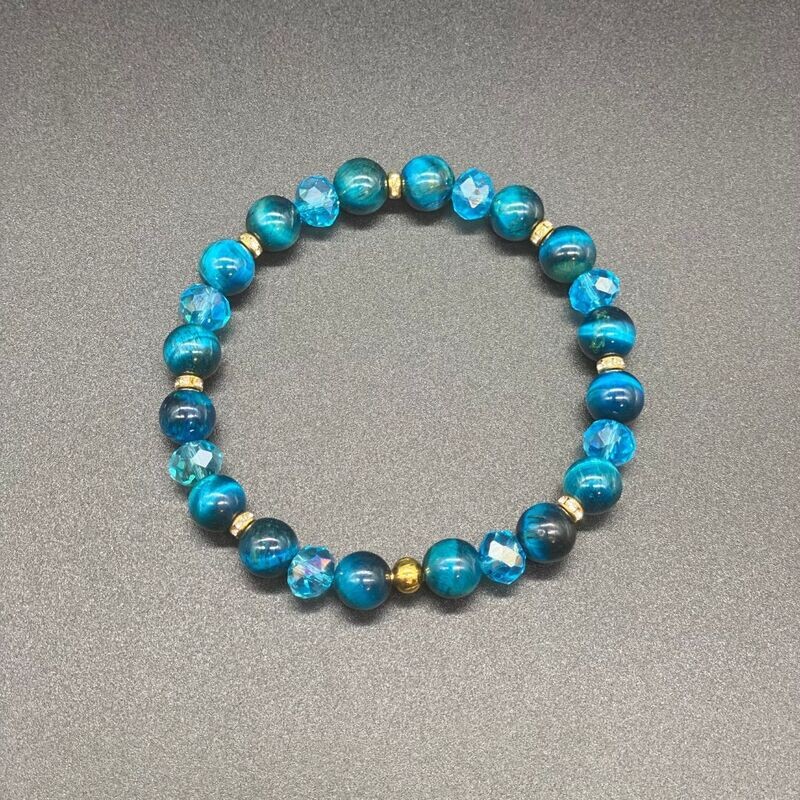 Teal Tiger's Eye w/ Gold Bracelet