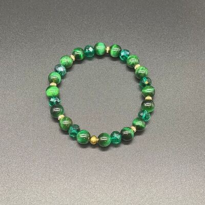 Green Tiger&#39;s Eye w/Gold Bracelet