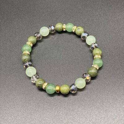 Jade, Green Aventurine &amp; New Jade w/ gold Bracelet